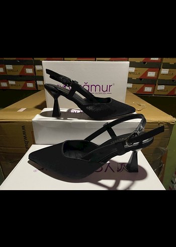 Siyah Stiletto Topuklu Kadın Ayakkabı - Görsel 2