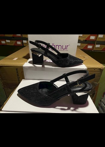 Siyah Yılan Desenli Tokalı Topuklu Kadın Ayakkabı - Görsel 3