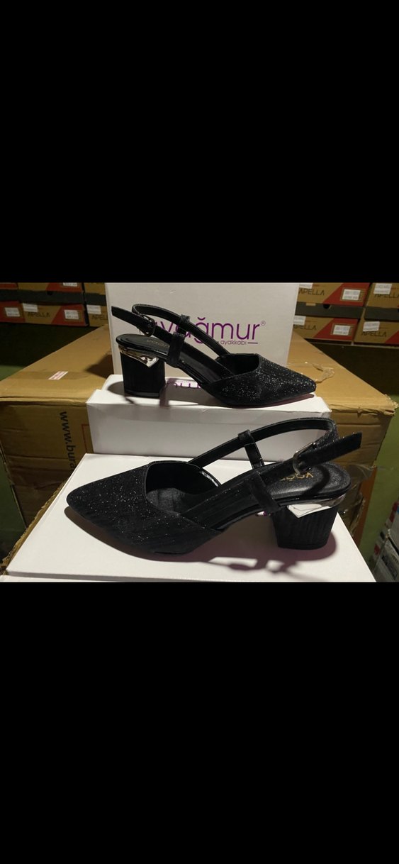 Siyah Yılan Desenli Tokalı Topuklu Kadın Ayakkabı - Görsel 3