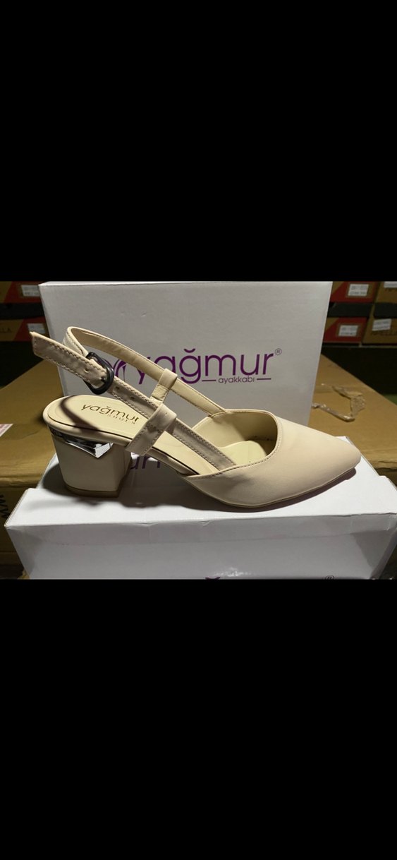 Bej Kadın Tokalı Blok Topuklu Ayakkabı - Görsel 2