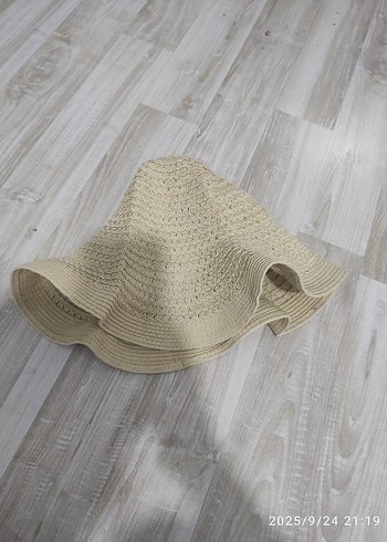 Bej hasır Fırfırlı Bohem Kadın Şapka