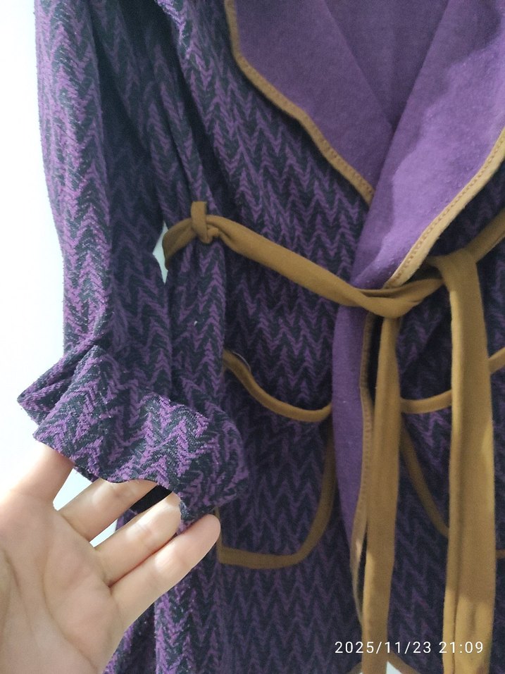 Mor Yılan Desenli Midi Kadın Sabahlık - Görsel 3