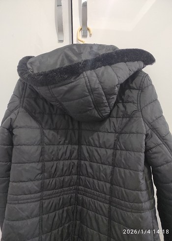 Kadın Siyah Uzun Sıcak Kış Montu - Görsel 8