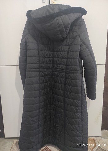 Kadın Siyah Uzun Sıcak Kış Montu - Görsel 6