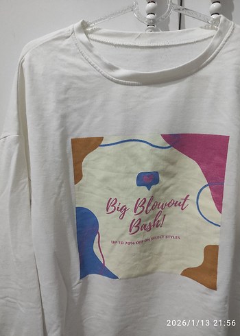 Kadın Beyaz Baskılı Uzun Kollu Sweatshirt - Görsel 2