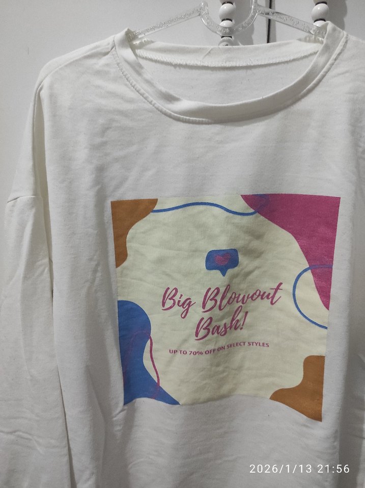 Kadın Beyaz Baskılı Uzun Kollu Sweatshirt - Görsel 2