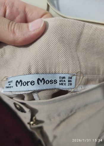 Düğmeli Bej Uzun Keten Etek - Görsel 3