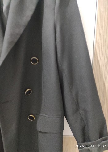 Düğmeli Siyah Kadın Ceket - Görsel 4