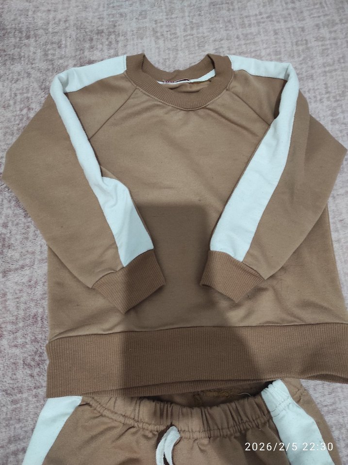 Kız Çocuk Bej Kemerli Eşofman Altı - Görsel 2