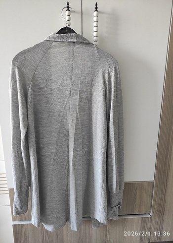 Gri Kadın Keten Salaş Hırka - Görsel 4