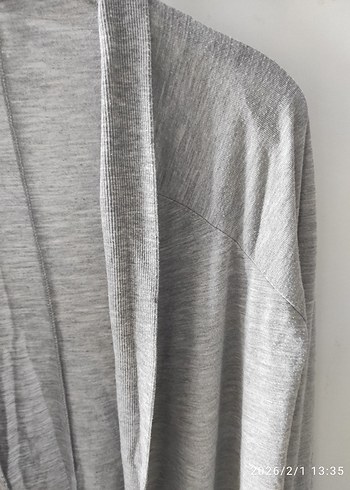 Gri Kadın Keten Salaş Hırka - Görsel 2