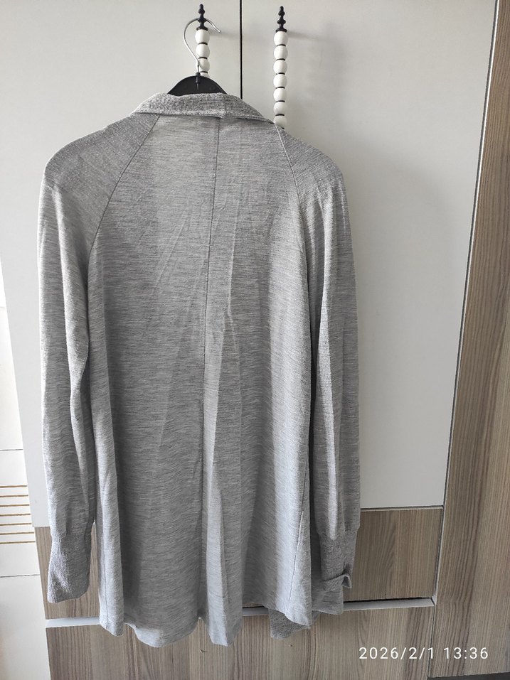 Gri Kadın Keten Salaş Hırka - Görsel 4