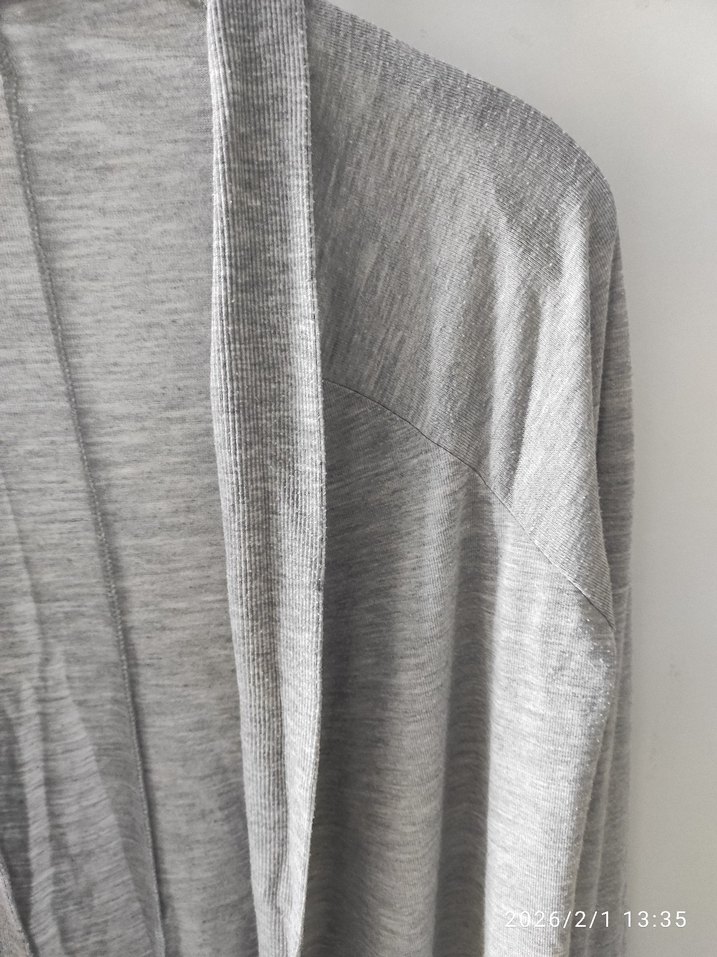 Gri Kadın Keten Salaş Hırka - Görsel 2