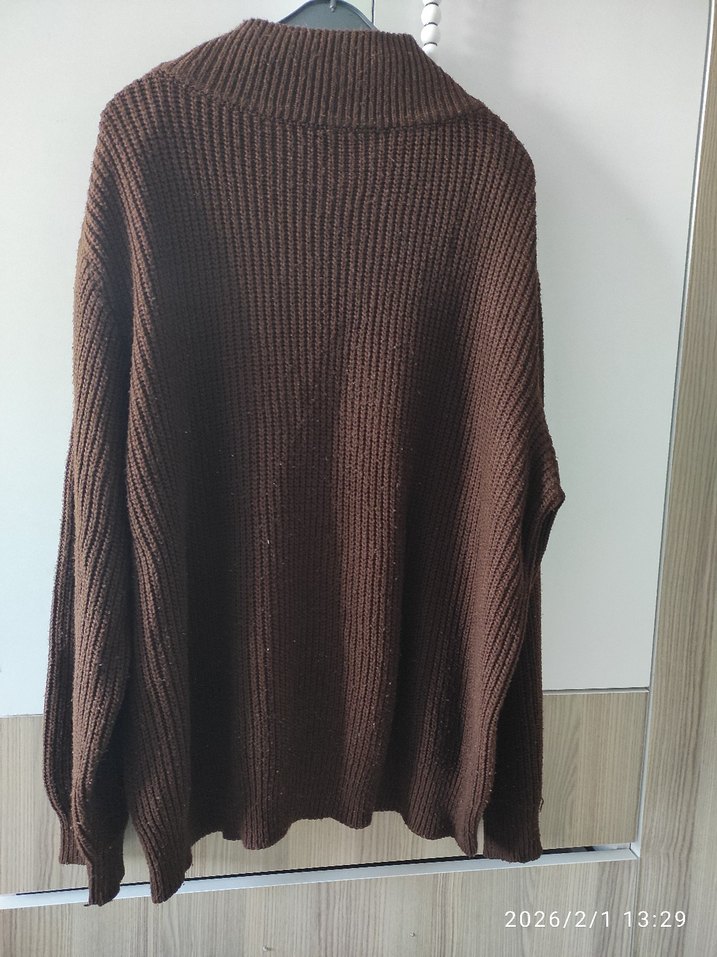 Kadın Kahverengi Yüksek Yakalı Örgü Kazak - Görsel 5