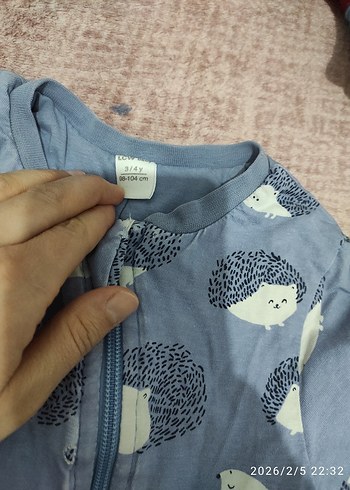 Mavi Baskılı Uzun Kollu Bebek Tulum - Görsel 5