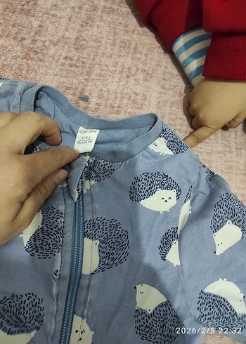 Mavi Baskılı Uzun Kollu Bebek Tulum - Görsel 6