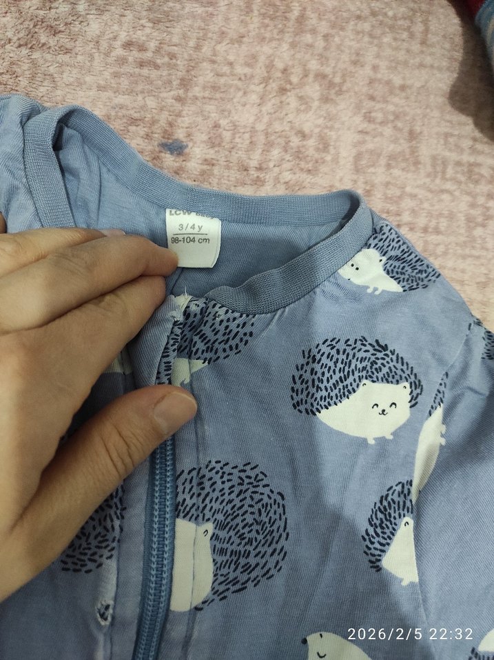 Mavi Baskılı Uzun Kollu Bebek Tulum - Görsel 5