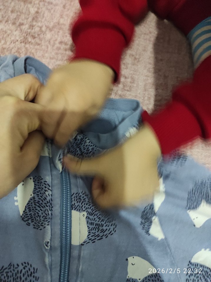 Mavi Baskılı Uzun Kollu Bebek Tulum - Görsel 4