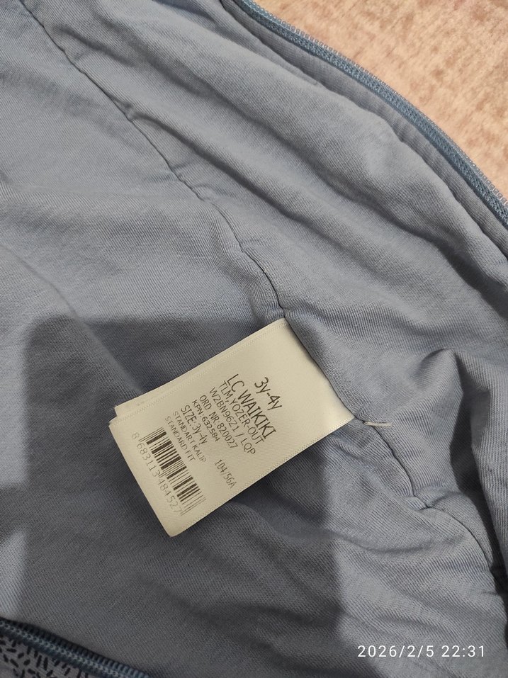 Mavi Baskılı Uzun Kollu Bebek Tulum - Görsel 2