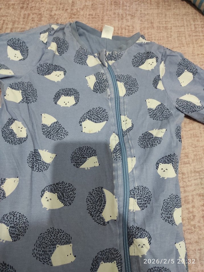 Mavi Baskılı Uzun Kollu Bebek Tulum - Görsel 3