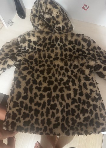 Leopar Desenli Kız çocuk Kürk Mont