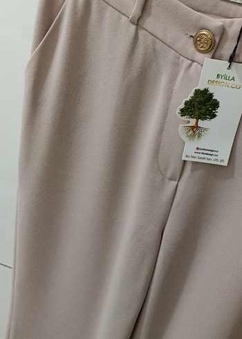 m Beden ten rengi Renk Bej Düğmeli Kadın Kumaş Pantolon 36/38 beden
