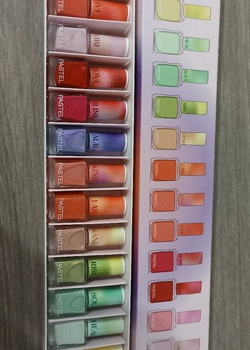 Beden Renk Pastel Aura Çok Renkli Oje Seti 14 lü