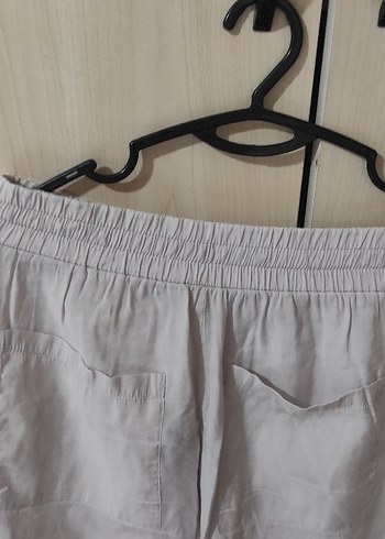 Gri Rahat Kesim Keten Kadın Pantolon - Görsel 4