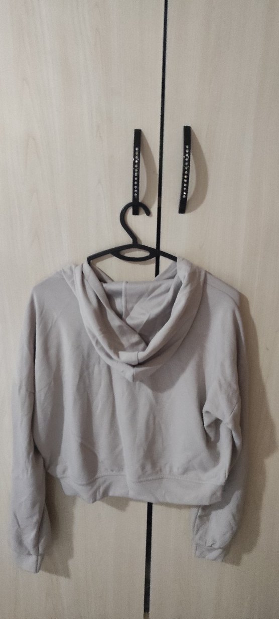 Gri Kapüşonlu Fermuarlı Kadın Sweatshirt - Görsel 5