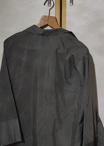 Gri Keten Erkek Gömlek, Düğmeli, Uzun Kollu - Görsel 7