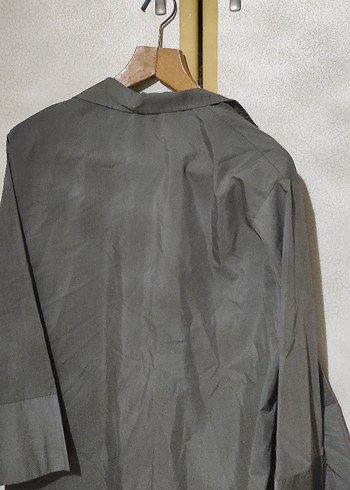 Gri Keten Erkek Gömlek, Düğmeli, Uzun Kollu - Görsel 6