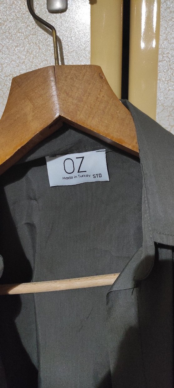 Gri Keten Erkek Gömlek, Düğmeli, Uzun Kollu - Görsel 4