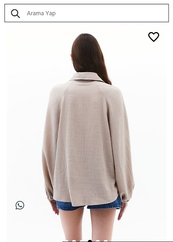 Bej Kadın Keten Gömlek, Salaş Kesim, Uzun Kollu - Görsel 3