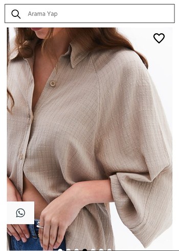 Bej Kadın Keten Gömlek, Salaş Kesim, Uzun Kollu - Görsel 2