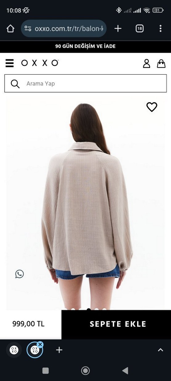 Bej Kadın Keten Gömlek, Salaş Kesim, Uzun Kollu - Görsel 3