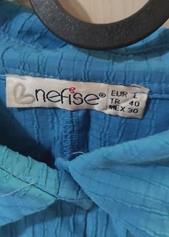 Mavi Pliseli Keten Kadın Gömlek - Görsel 3