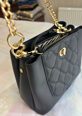 Zincir Detaylı Siyah Deri Kadın Çanta - Görsel 6