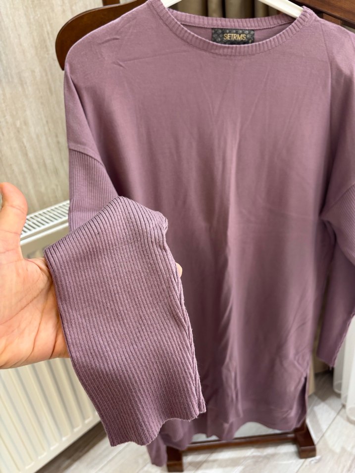 Setrms Uzun Kollu Mor Triko Tunik - Görsel 3