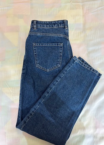 Kemer Tokalı Bağlama Desenli Mavi Kadın Jean - Görsel 2