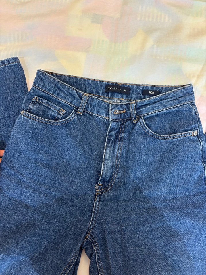 Kemer Tokalı Bağlama Desenli Mavi Kadın Jean - Görsel 3