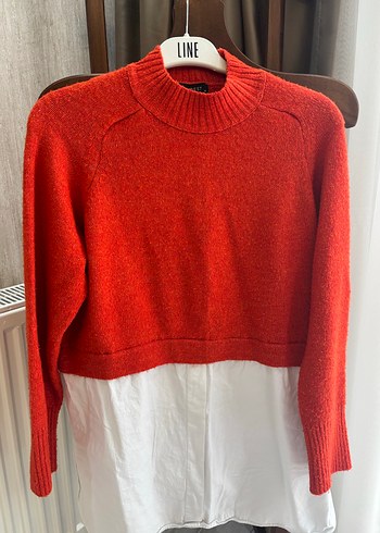 Turuncu Örgü Kadın Kısa Kazak - Görsel 2