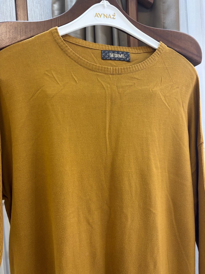 Setrms Uzun Kollu Kahverengi Salaş Kadın Kazak - Görsel 4