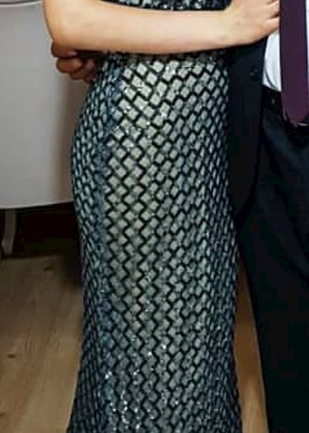 Gri Pul Payetli Abiye Elbise - Görsel 3