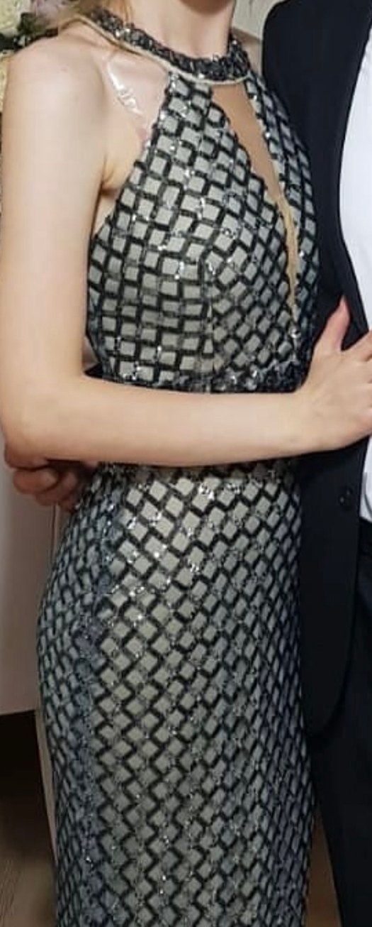 Gri Pul Payetli Abiye Elbise - Görsel 2