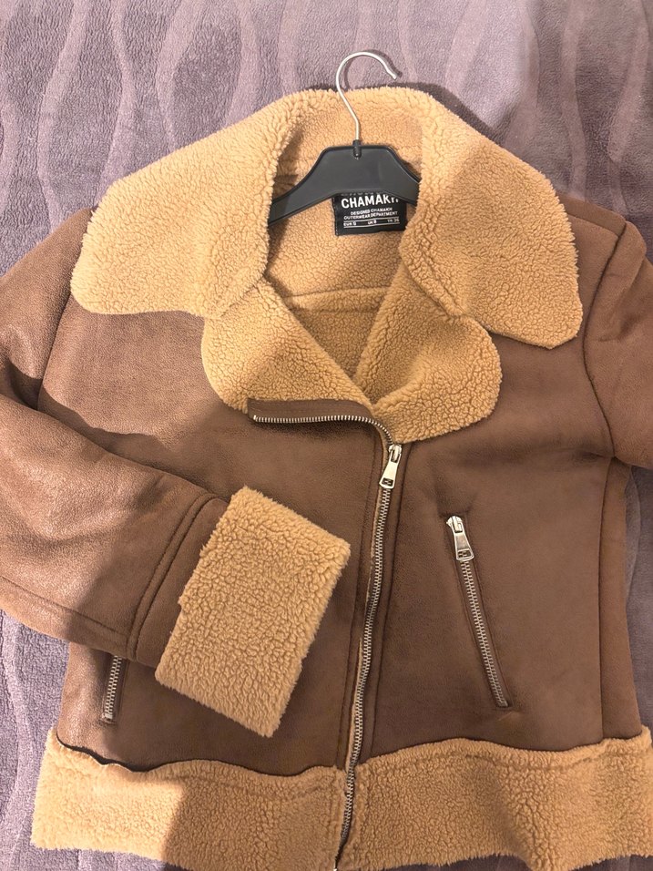 Kahverengi Süet Kısa Kürklü Kadın Ceket - Görsel 4