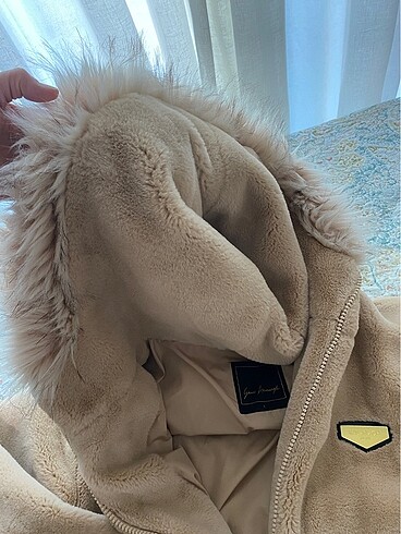 l Beden camel Renk Orjinal Kadın Kürklü Mont