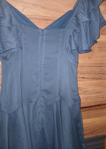 Kadın Lacivert Elbise - V Yakalı, Fermuarlı - Görsel 3