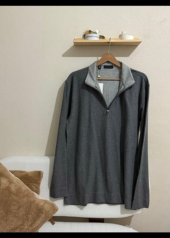 Gri Erkek Fermuarlı Yüksek Yaka Sweatshirt ( yurt dışı) - Görsel 3