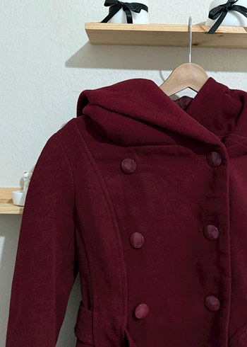 Bordo Rodi Kaşe Kaban ,Mont - Görsel 4