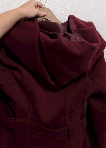 Bordo Rodi Kaşe Kaban ,Mont - Görsel 6